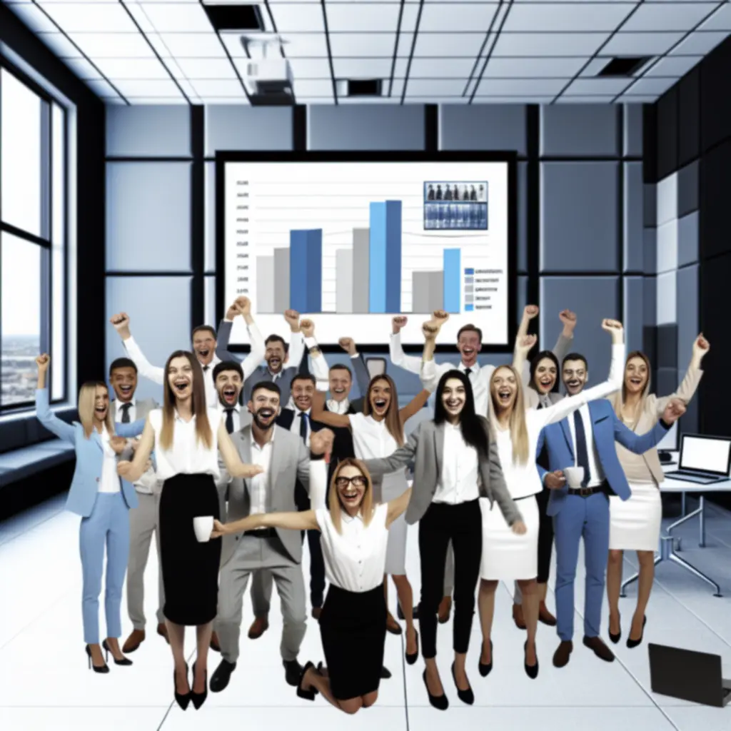 Polska firma świętująca sukces sprzedażowy po wdrożeniu nowej strategii